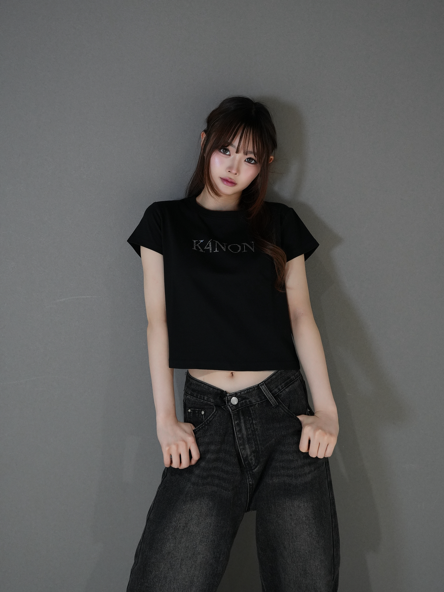 Tone-on-Tone Logo Tee / Black