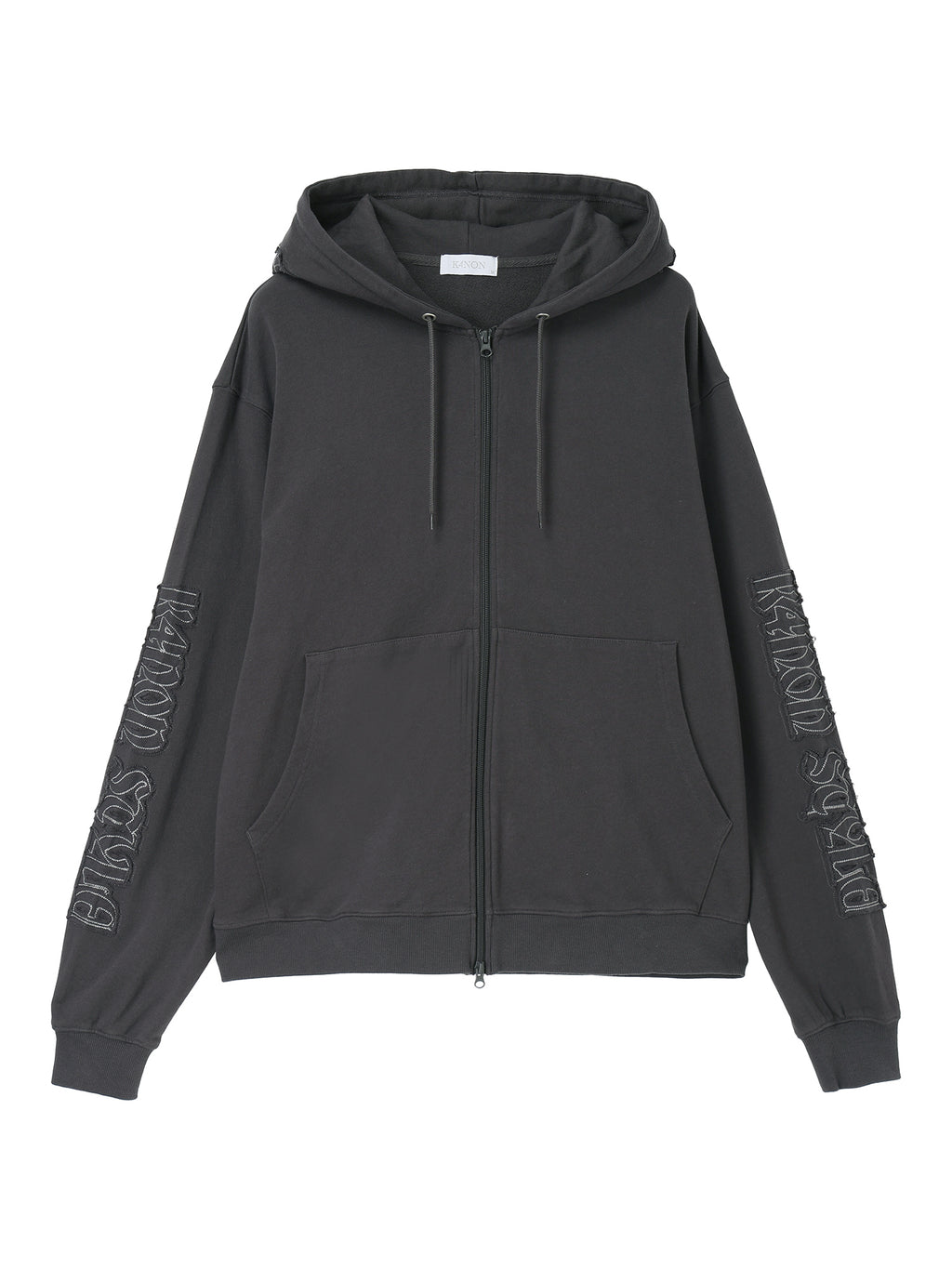 Tone-on-Tone Logo Hood Zip-up / charcoal / M,L