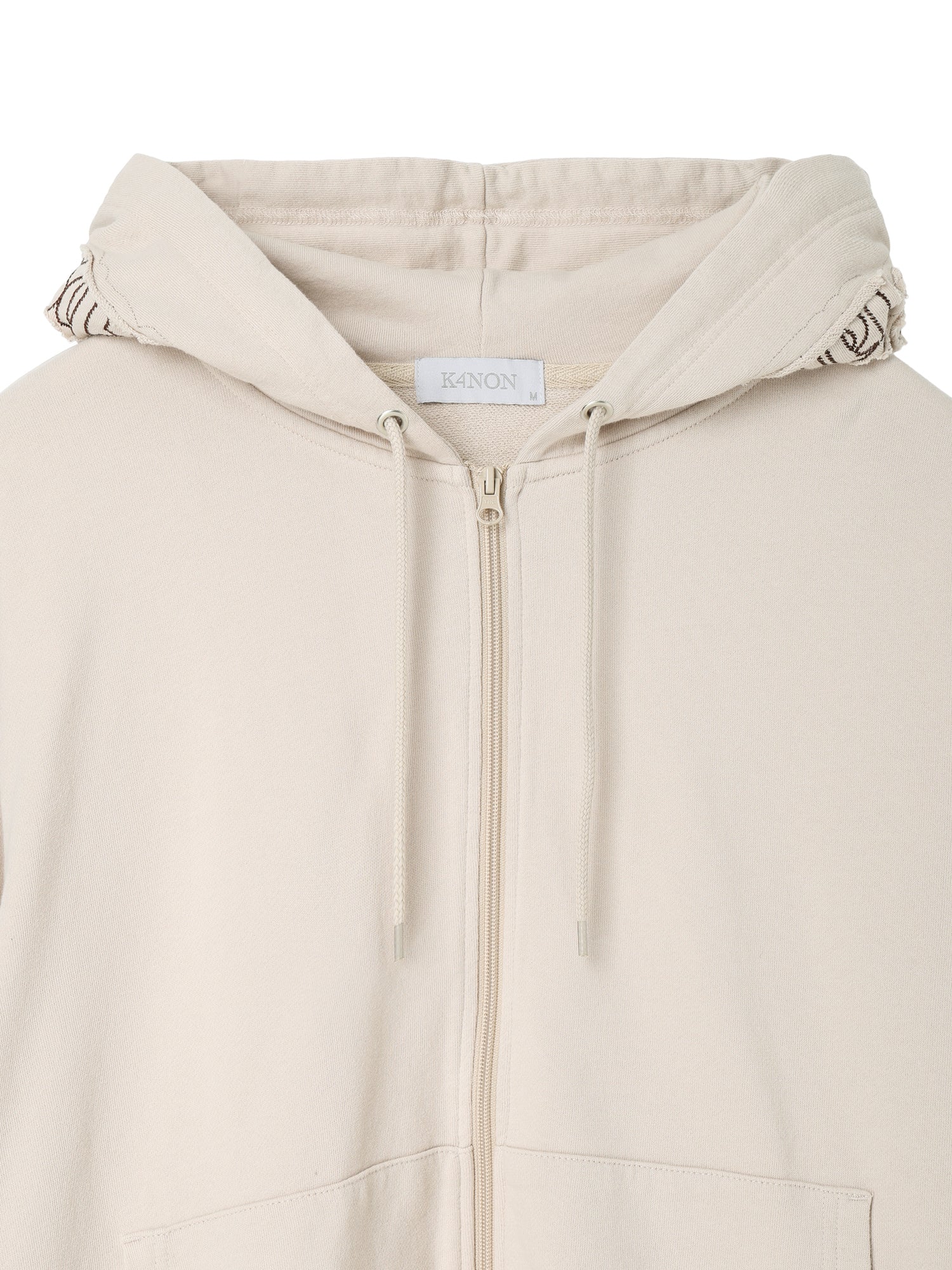 Tone-on-Tone Logo Hood Zip-up / beige / M,L 2