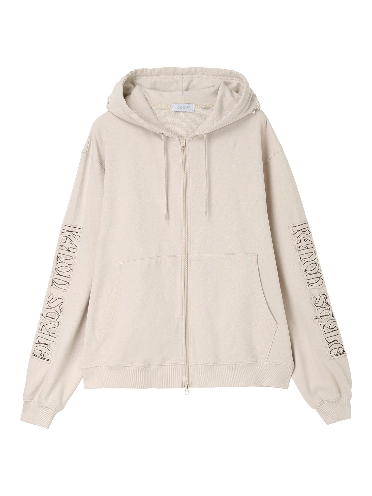 Tone-on-Tone Logo Hood Zip-up / beige / M,L